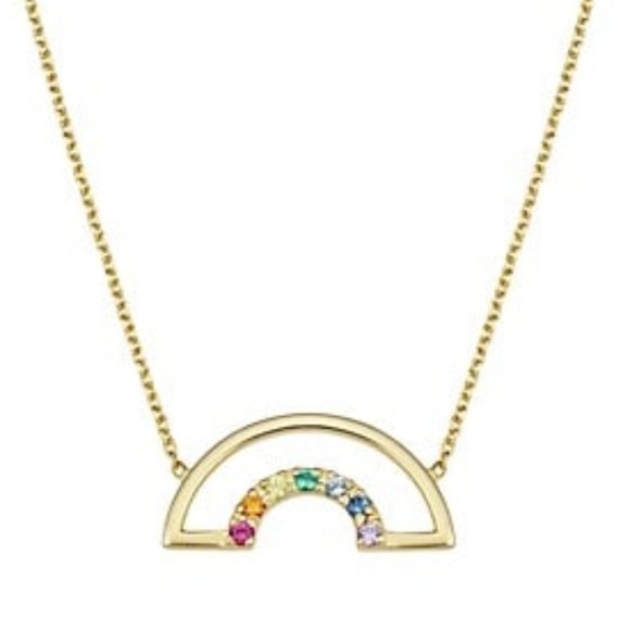 24 k gold Rainbow necklace and earrings. Semi precious stones. - Picture 2 of 2